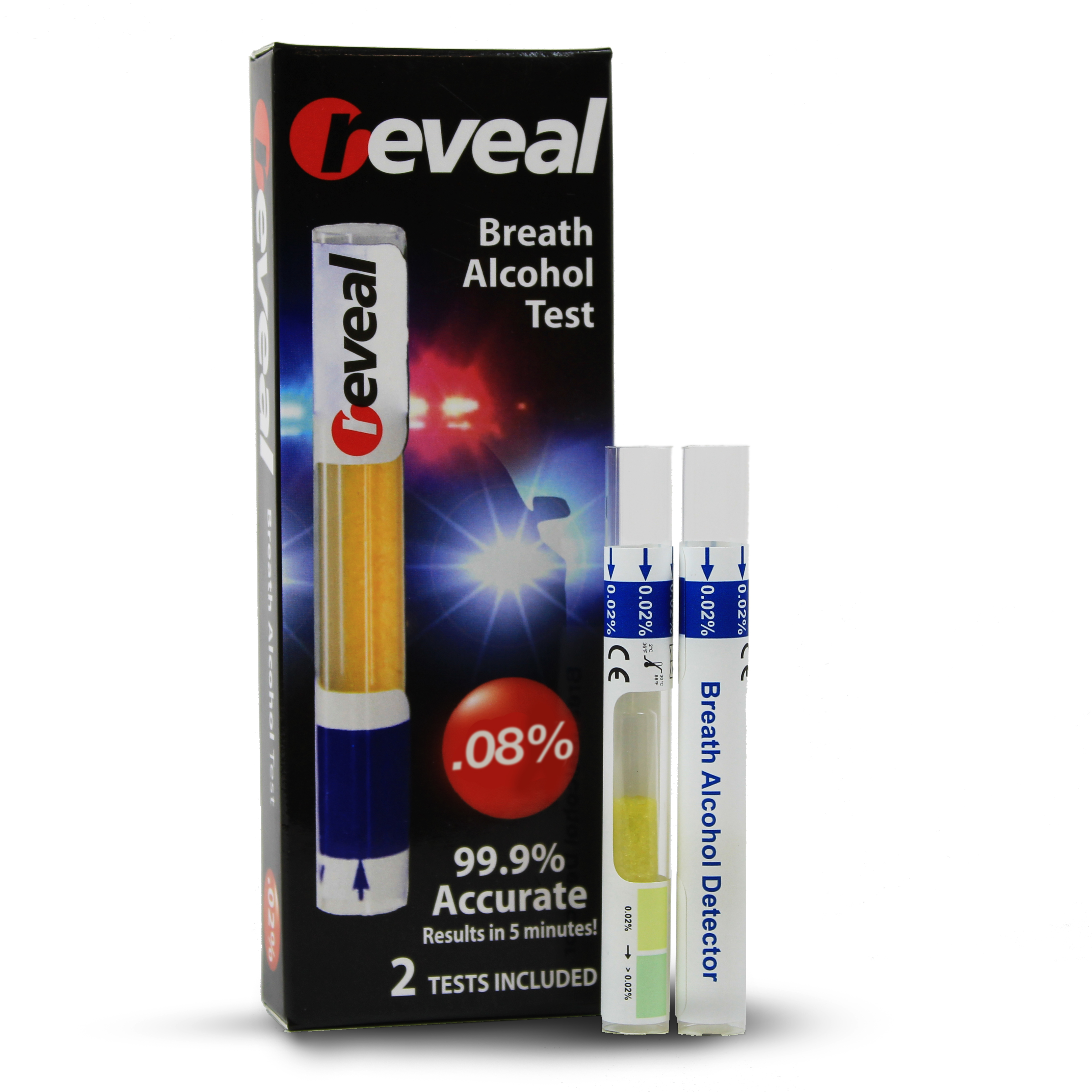 Reveal; Alcohol Test Tube - Breath 0.08- Two Tests